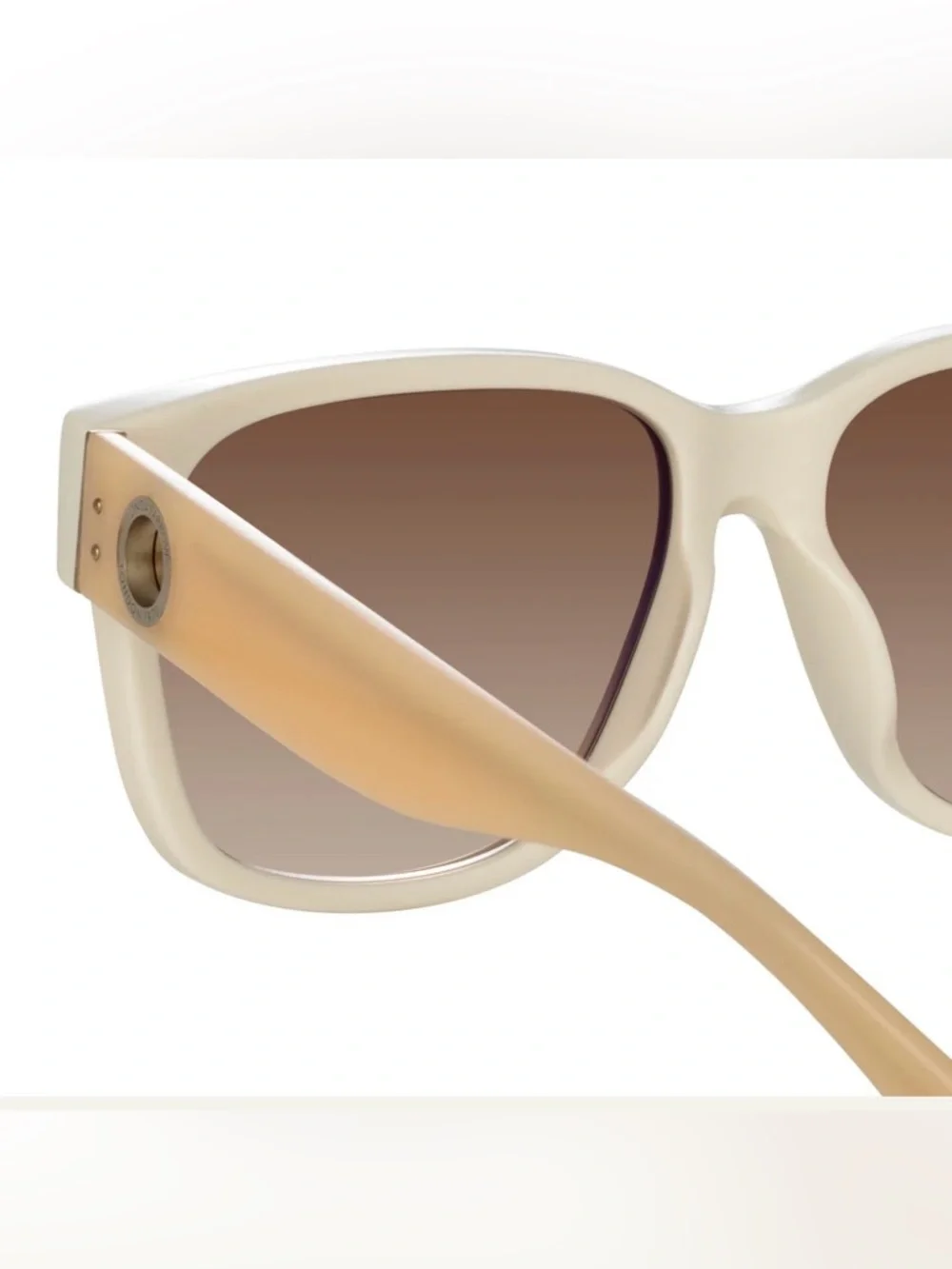 Linda Farrow Perry D Frame Sunglasses White Acetate Oversized MSRP $540